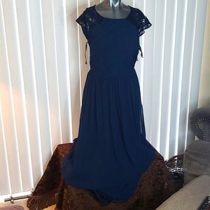 Formal dress navy blue. Evening gown.